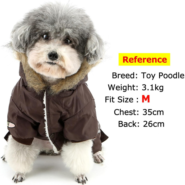 Комбінезон для собак Zunea, теплий, водонепроникний, з капюшоном, для чихуахуа, йоркширського тер'єра, котів та інших маленьких собак, коричневий, L