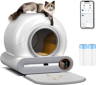 Автоматичний лоток для котів OGNGINT з самоочищенням, захистом від запаху та керуванням через додаток, XXL, для кількох котів