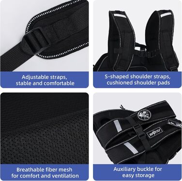 Сумка-переноска та повід для собак, повід для собак з підтримкою, регульовані, дихаючі, м'які ремені для собак, ідеально підходить для собак з обмеженими можливостями, розмір M (4–8) кг, чорний