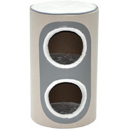 Котячий будиночок-крізьтонна Nanook Nala: стійкий крізьточний комплекс з печерами, 71 см, сизаль, штучна шкіра, бежевий, сірий