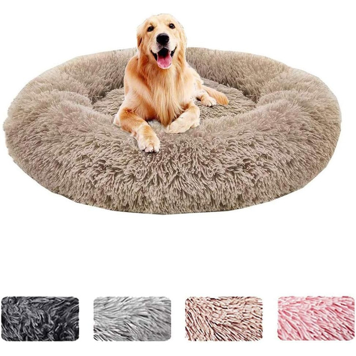Кругле собаче ліжко ZINN, м'яке, миється, для великих собак, розмір M (діаметр 70 см), колір кавовий
