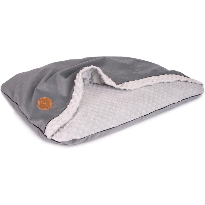 Крісло-ліжко для собак середніх та маленьких порід, м'яке ліжко для котів з капюшоном, неслизьке, пральне ліжко для домашніх тварин Lauren Design NEL (Сірий, M 80 x 60 см)