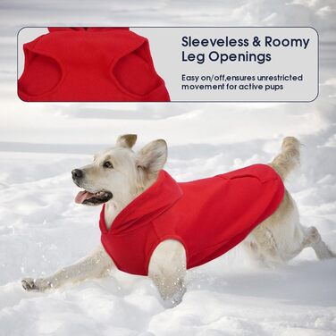 Світшот для собак IECOii з капюшоном, теплий флісовий светр для собак середнього розміру, зелений/червоний (XL)