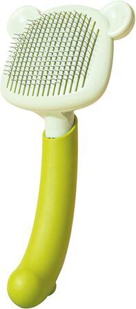 Самоочищувана щітка для вичісування шерсті у формі ведмедика. Покращує кровообіг, легко чиститься. Підходить для всіх типів шерсті, котів та собак з довгою шерстю. Зелена.