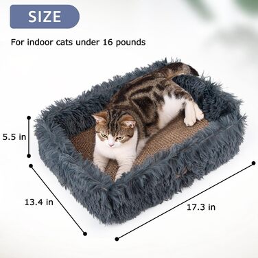 Котячий когтетоп з картону з коробкою, міцний, великий, з фетру, двосторонній, для захисту меблів (44×34×14см, сірий)