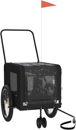 Причіп для собак Fasba: міцний, з відбивачами та прапором, для собак та котів, чорний, 135 x 68,5 x 73,5 см