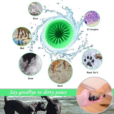 Очисник для лап собак з 3 рушниками та щіткою для миття, зелений