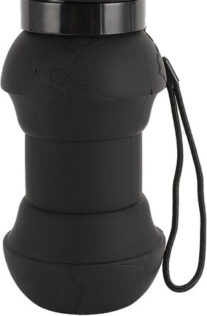 Складана пляшка для води для собак, силіконовий напійник для тварин, диспенсер для води для цуценят, дорожній напійник для собак, для прогулянок та походів (чорний)