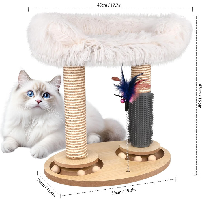 Інтерактивне котяче іграшкове карусель з дерева Banaone 4 в 1: карусель, когтеточка, іграшка, туалет для котів