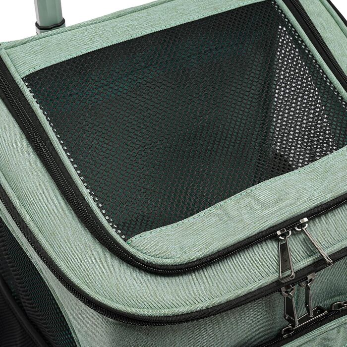 Транспортна переноска для собак та котів з колесами, складна, рюкзак для тварин з телескопічною ручкою, переноска для великих котів та маленьких собак з дихаючою сіткою, рюкзак для домашніх тварин до 9 кг (зелений)