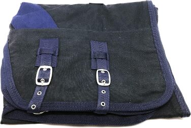 Літня бавовняна попона для коней Maddy 2, легка та дихаюча, з ременями та захистом хвоста, 155 см, чорний/синій