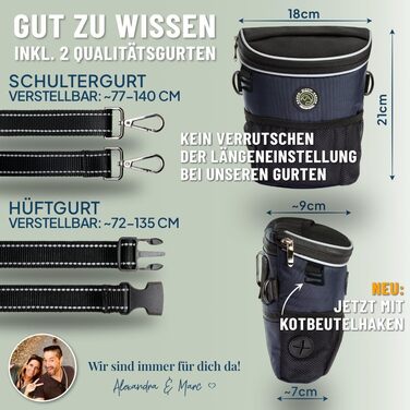 Сумка для ласощів для собак GIZZY® Original з капюшоном від дощу | Сумка для ласощів на одні руки | Ідеальна для дресирування та виховання цуценят | Сумка для прогулянок з собакою [Блакитна] Блакитно-L (з капюшоном)