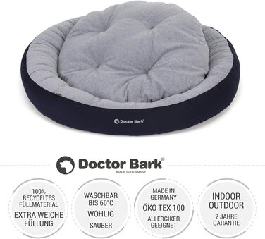 Кігтьовий будиночок для собак середніх порід Doctor Bark, м'яке кругле ліжко, плюшеве гніздо з двостороннім подушкою Fleece/Baumwolle - GreenLabel, колір: кобальт (L - 70x60 см)