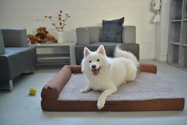 М'яке ліжко для собаки RAIKOU з плюшем, миюче, сіре 80x60x7 см, подушка 30x25 см