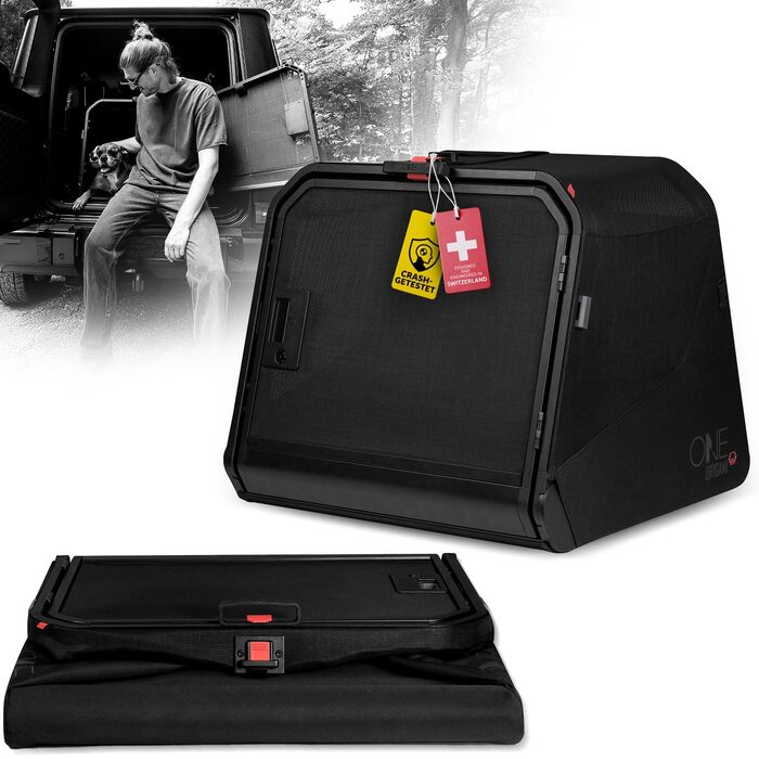 Транспортна переноска для собак 1one1 Origami Medium | Алюмінієва переноска для собак в авто | Складана переноска для собак з тестуванням на авіакатастрофи | Переноска для собак з алюмінію та текстилю до 45 кг