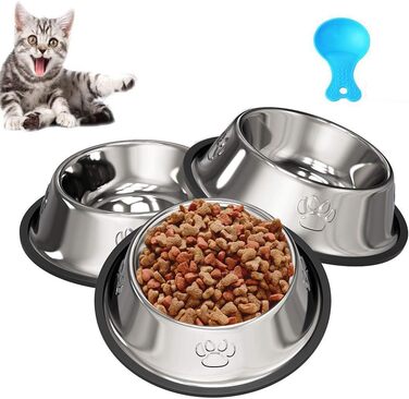 Набір мисок для котів з нержавіючої сталі (3 шт.) - миски для їжі та води для котів та маленьких собак