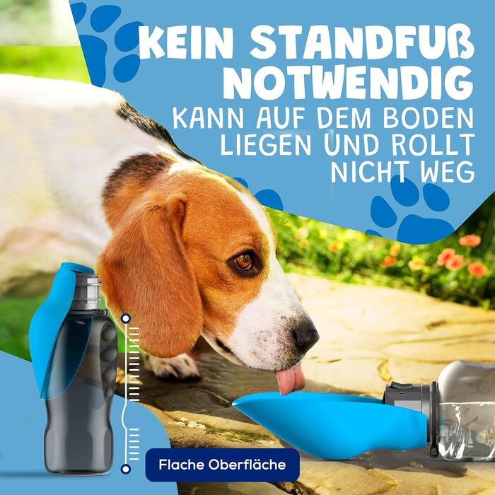 Набір для собак 2 шт: велика складана пляшка для води 800 мл та щітка для зубів | Пляшка для собак преміум-якість, блакитна, 800 мл