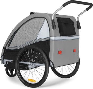 Дитячий причіп Tiggo VS 2 в 1: велосипедний причіп та коляска-візок, сірий