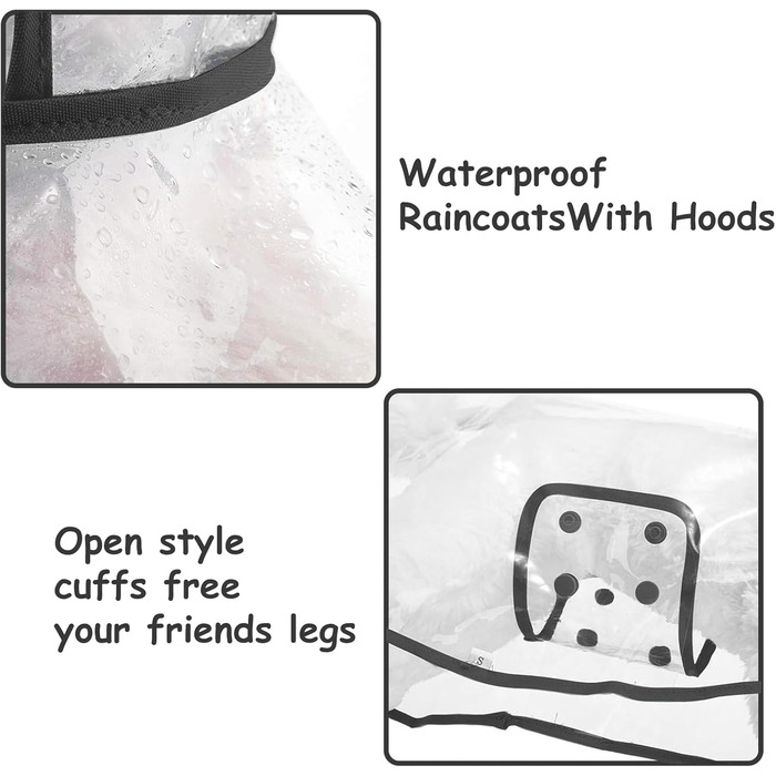 Дощовик для собак PETCUTE, чорний, PVC, з капюшоном, для середніх та великих собак (S)