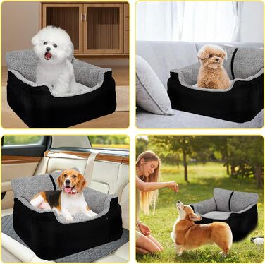 Автокрісло для собак великих порід, автоліжко для собак та котів, зручне автоліжко для тварин з поворотцем та антиковзною основою, чорний колір, великий розмір