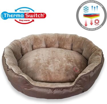 Ортопедичне ліжко для собак Santorini – двостороннє ліжко з піною з пам'яті, знімає навантаження, для літа та зими (Колір: Коричневий, Розмір: M)