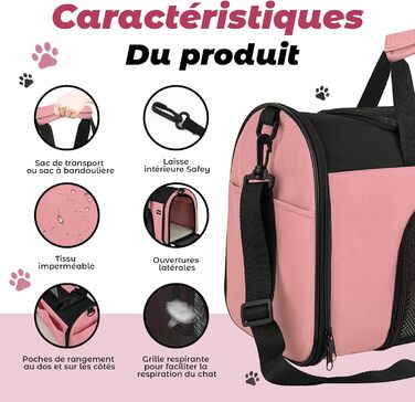 Транспортна сумка для котів та собак, дихаюча та складна, переноска для котів з регульованим плечовим ременем, знімна плюшева підстилка (рожева, S)