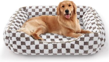 Ліжко для великих собак FURTIME, нековзке, м'яке плюшеве, антистрес, пране, для лабрадорів і вівчарок, 89×63×23 см