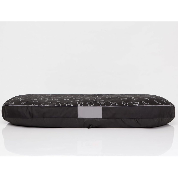 Кругла лежанка для собак Oval - 70x50x15 см, чорна з візерунком, водонепроникна, для собак маленьких, середніх та великих порід