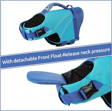 Жилет рятувальний для собак середнього розміру KONVINIT, XS-XXL, блакитний