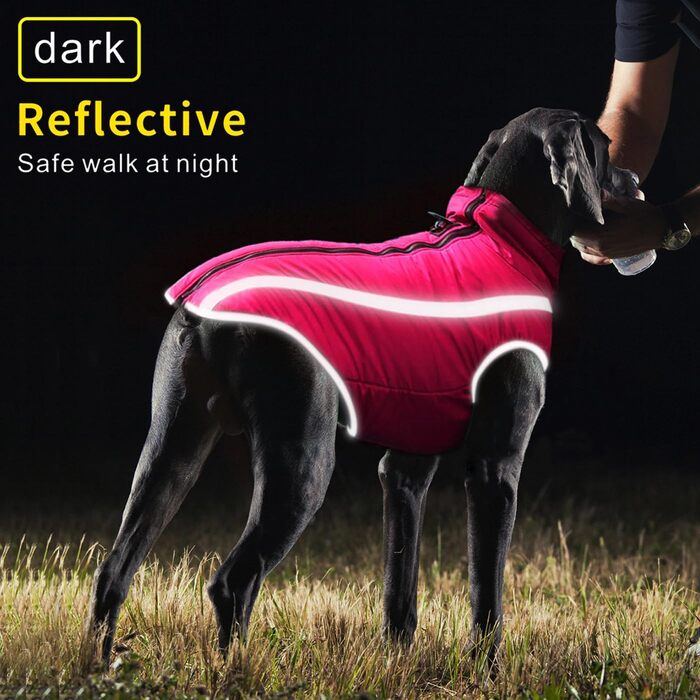 Водонепроникний зимовий дощовик для собак Dolahovy: тепла куртка, флісова жилетка для малих, середніх та великих собак (XL-6XL, Рожевий)