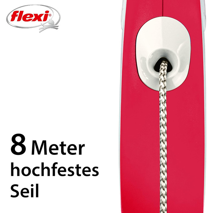 Рулетка для собак Flexi, висувна, з м'якою ручкою, 3/5/8 м, для собак 8-20 кг, червона