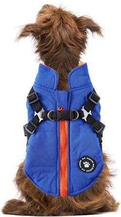 Теплий жилет для собак з шлейкою, водонепроникна куртка з шлейкою та D-подібними кільцями, теплий жилет для собак, одяг для собак, середні та великі породи, зелений (синій, XL)