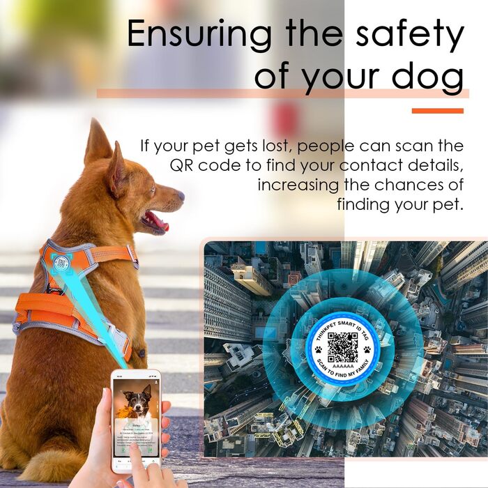ThinkPet Шлея для собак проти тягнення, дихаюча, з QR-кодом, ідентифікатором, відбивачем, ручкою, регульована для середніх і великих порід, задній/передній карабін
