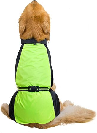 Водонепроникний дощовик для собак Ranphy середнього та великого розміру, з відбиваючими елементами, дихаючий, з захистом живота, для такс та лабрадорів, ультралегкий, безпечний, зелений, 6XL (обхват грудей: 80 см), зелено-чорний