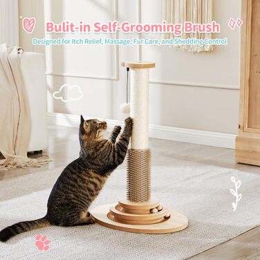 Made4Pets Когтеточка для котів з інтерактивними іграшками, обертовою платформою, треками з кульками та підвішеними м'ячами, ідеальна для домашніх котів