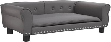 Крісло-ліжко для собак, лежанка для собак з м'якою подушкою, диванчик для маленьких собак, лежанка для домашніх тварин, лежанка для котів, штучна шкіра (95 x 55 x 30 см, сірий)