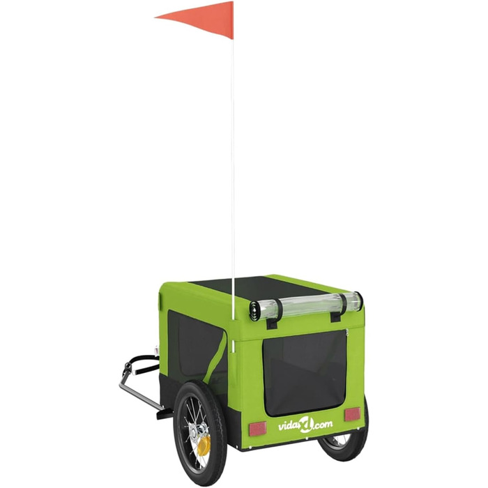 Фургон для собак Fasba: велосипедний причіп для тварин з відбивачами та прапорцем, зелено-чорний, 120 x 54,5 x 53 см