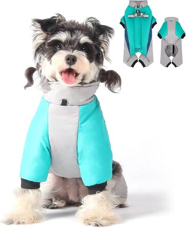 Зимовий теплий одяг для собак, куртка, регульована, водонепроникна, для 4 лап, комбінезон для домашніх тварин з D-подібним кільцем та світловідбиваючими смугами для собак маленьких та великих порід (Чорно-сірий, Зелений, XXL)