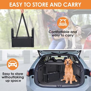 Східці для собак Beberoad у машину, складані, 4 сходинки, до 70 кг, чорного кольору