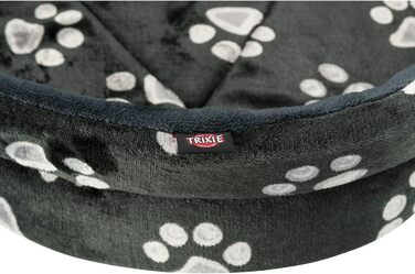 Ліжко для собак TRIXIE Jimmy, 75x65 см, чорне - зручне місце для сну з милим мотивом лапок, кошик для собак середніх порід, неслизьке, 36634