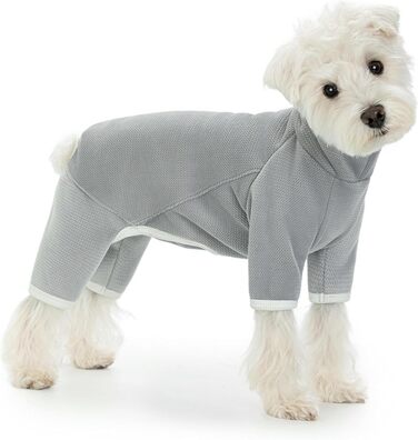 Тепла флісова куртка для собак, флісовий костюм на 4 лапи, захист від вітру, з отвором для повідка, зручний ролkragen, для маленьких, середніх та великих собак, сірий, розмір M