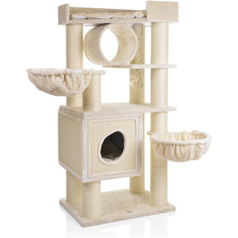 Когтеточка для котів CanadianCat Victoria XXL, преміум, з двома гамаком, беж, 122x105x171 см