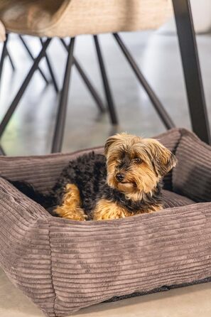 Крісло-лежанка для собак Lotte Ribbed, коричневе, 65x60x20 см