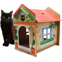 Дім-когтеточка Croci Villa Color для котів, 42x35x50 см, багатобарвний