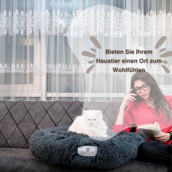 Круглий лежак для собак Pfoten&nasen® Wolke 7 XXL, сірий, 120 см - м'який, знімний чохол, для великих собак