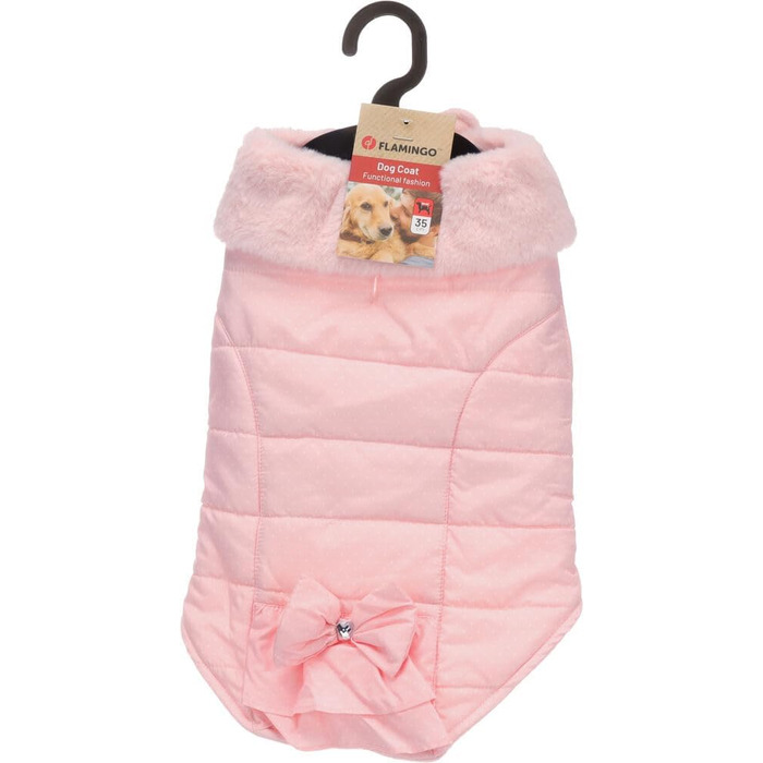 Жакетик для собак 'Flamingo Guzzi' – м'який фліс з бантиком, 30 см, для маленьких порід (Чихуахуа, Йоркширський тер'єр, Пудель), РОЗОВИЙ 30 см