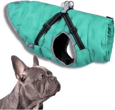 Водонепроникна тепла куртка для собак 2-в-1 з інтегрованою шлейкою – Зимова куртка для собак з відбиваючими елементами, вітронепроникна, для осені та зими (XXL, блакитний)