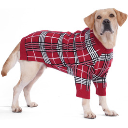 LovinPet Пуловер для собак великих порід, класичний, вітронепроникний, британський клітинний візерунок, теплий жилет для собак середніх та великих порід, розмір L