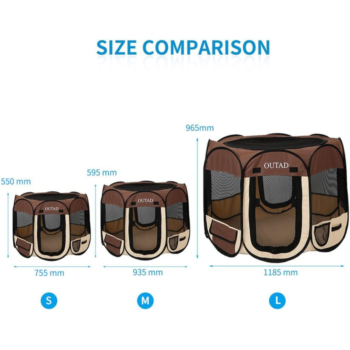 Клітка-манеж для тварин Robereanw, переносна клітка для цуценят, собак, котів, кроликів та дрібних тварин (M)