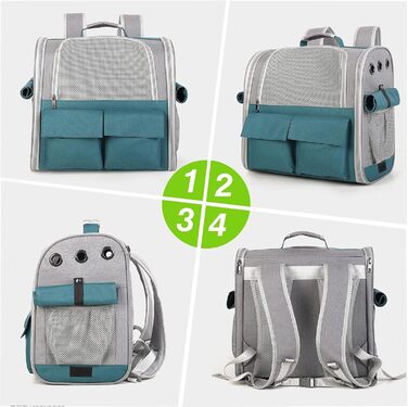 Рюкзак для тварин PETCUTE: переноска для собак та котів, знімний килимок, безпечний ремінь, зелений